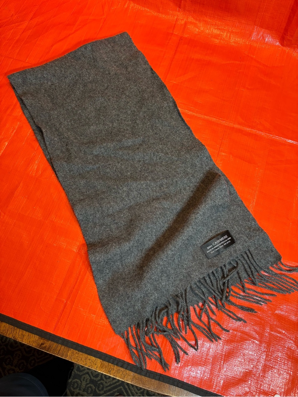 Soft Gray Fringed Scarf - Cashmere